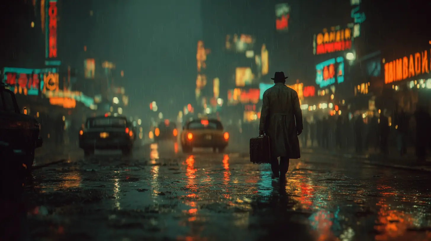 Промпт Midjourney - одинокий мужчина в длинном плаще